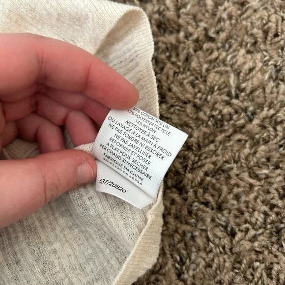 NWT White + Warren Linen Gauze Verigated Ribbed Cardi Top in Oatmeal Heather - Picture 11 of 13